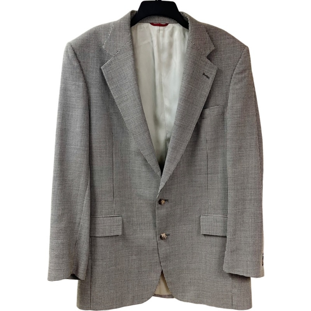 Vintage JOS A BANK Mens Houndstooth Single Breast Suit Jacket Blazer 42 XL Wool